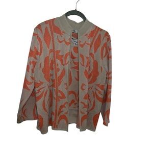 Ming Wang cardigan twinset two piece sweater jacket tank tan medium m